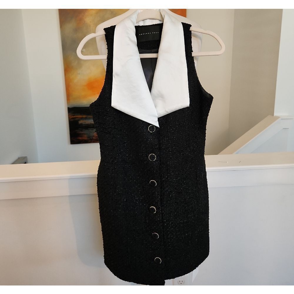 Anthropologie Endless Rose Black and White Button-Down Mini Dress SIZE S NWT